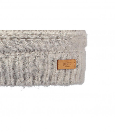 beige beanie fur pompom